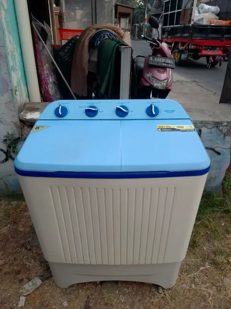 mesin cuci merk Polytron dua tabung kondisi normal