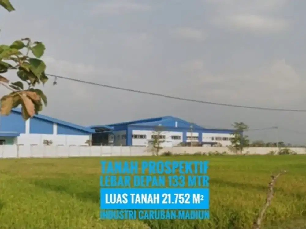 (AD) Tanah zona Industri LD 133 mtr, dekat Gerbang Tol CARUBAN Madiun, Lokasi Prospektif