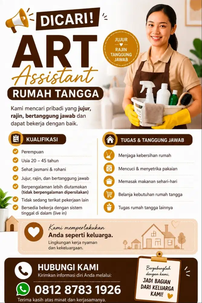 Dicari ART (Assistant Rumah Tangga)
