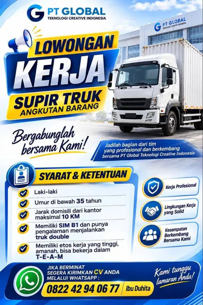 DICARI SOPIR TRUK ANGKUT BARANG