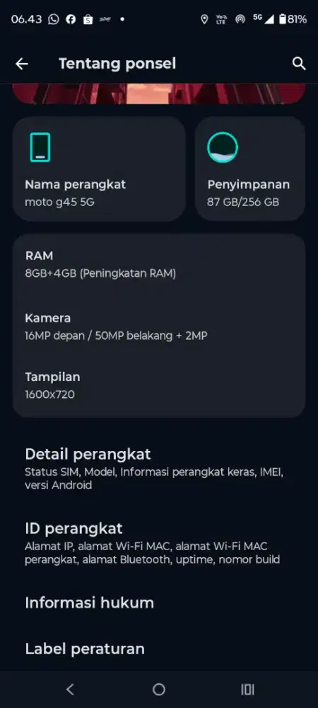Jual Motorola G45 5G fulset