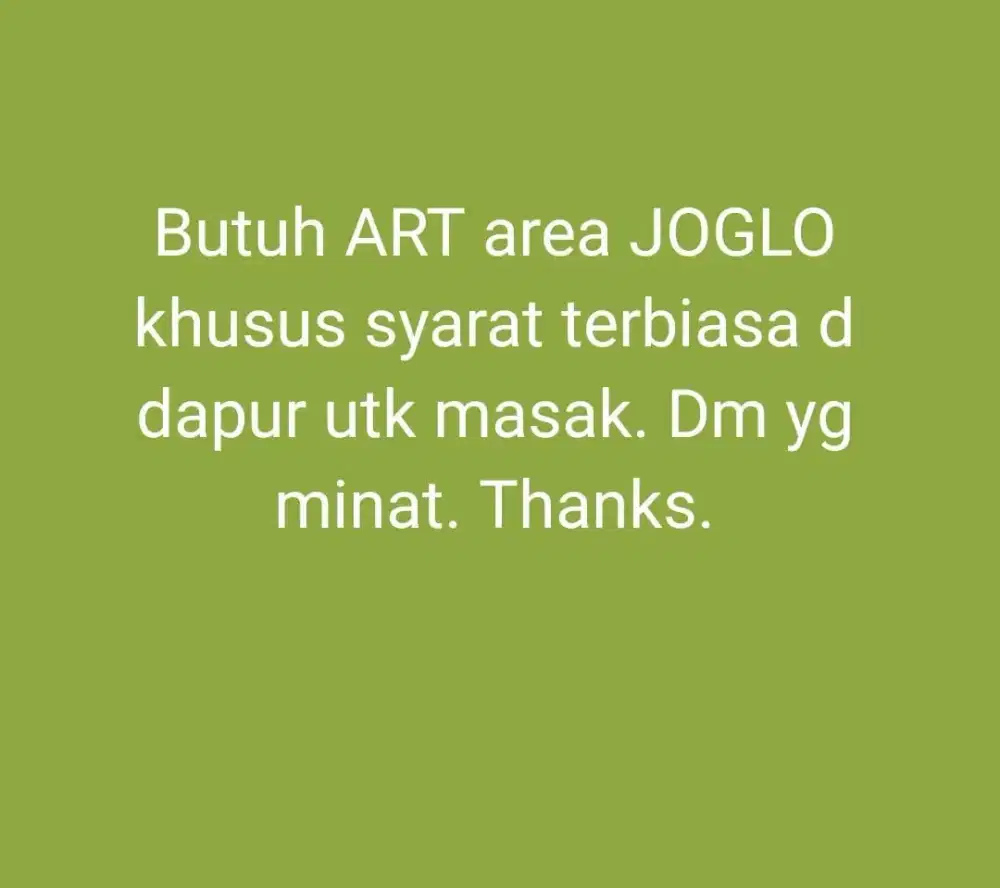 Butuh cpt ART AREA JOGLO