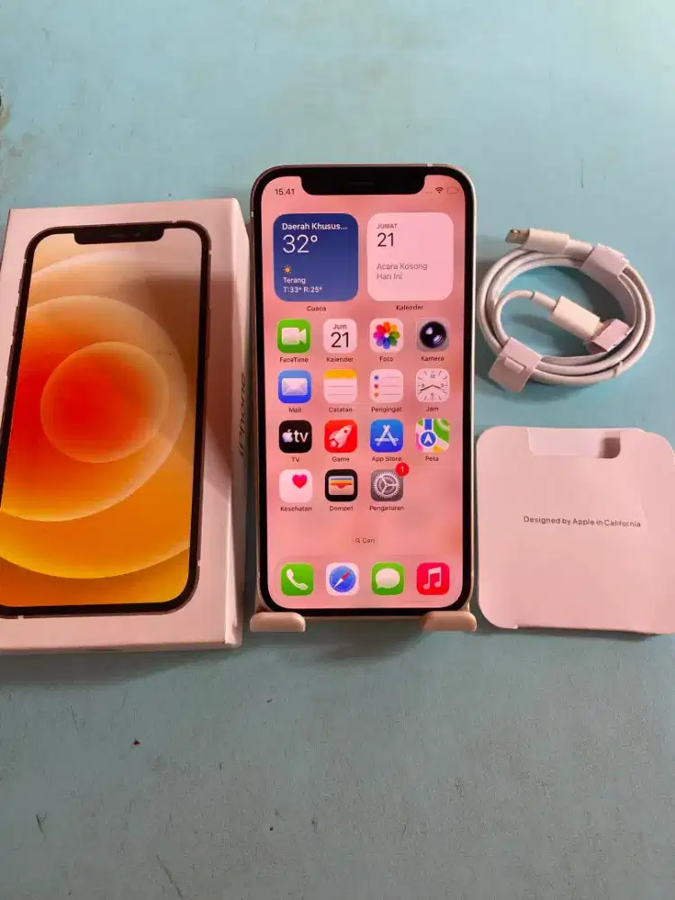 Iphone 12 mini 128gb white inter all operator fullset mulus normal