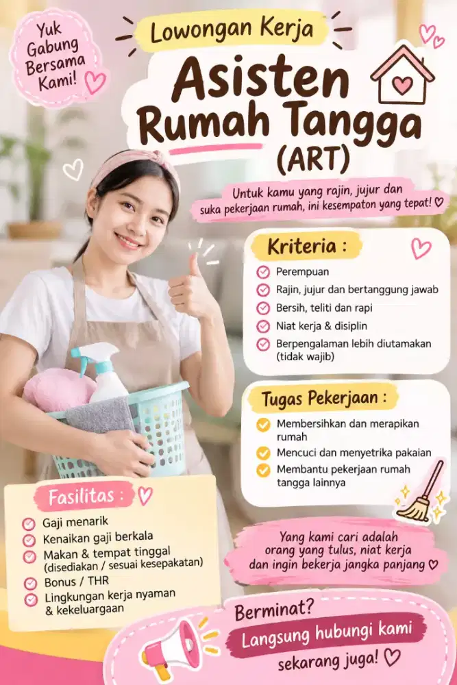 Lowongan kerja asisten rumah tangga
