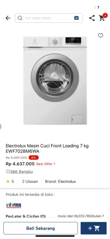 Electrolux mesin cuci 7kg