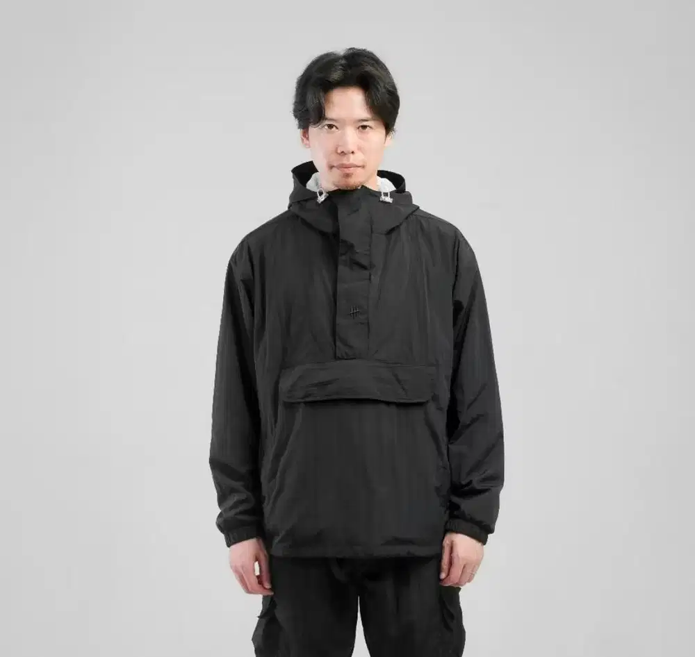Jaket Cagoule Pria Alpha Hitam | Anorak Jacket Nylon Crinkle