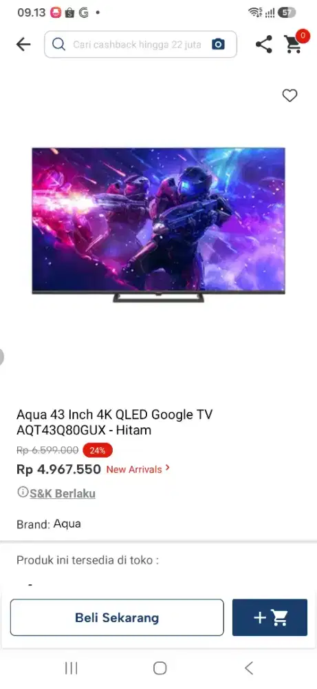 Aqua 43 inch 4k qled google tv Aqt43q80