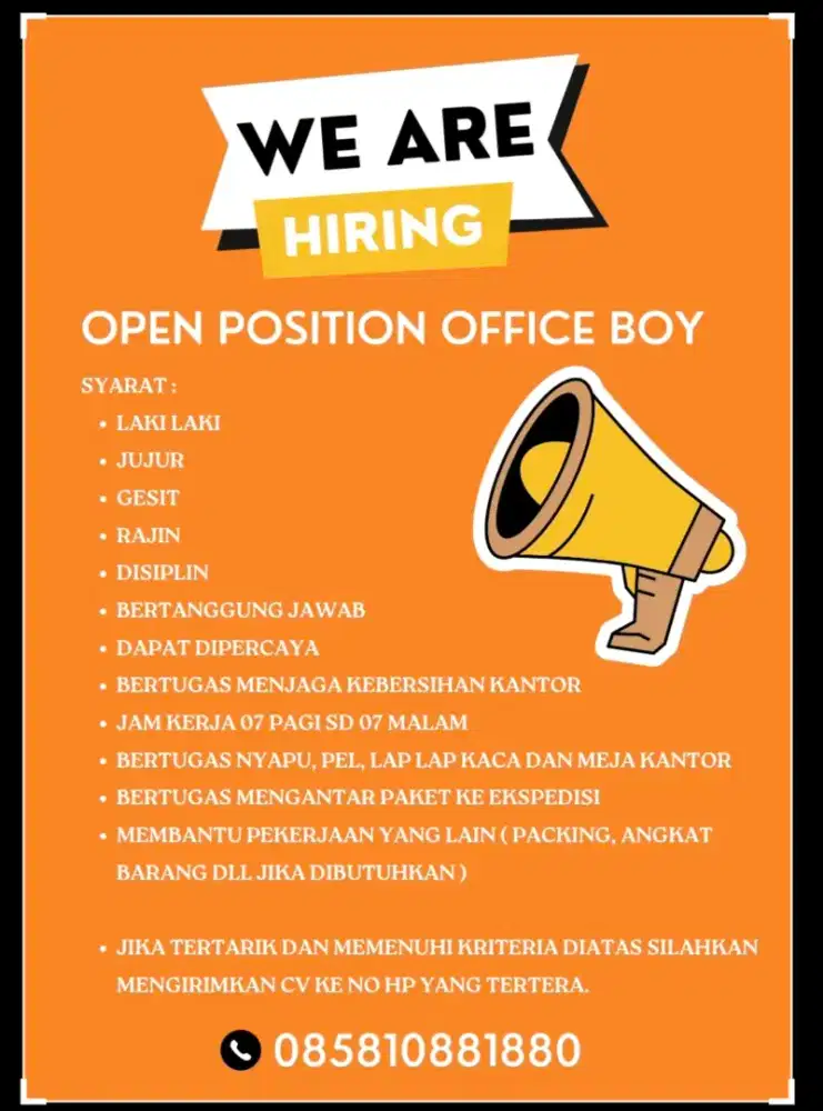 Lowongan Kerja Office Boy