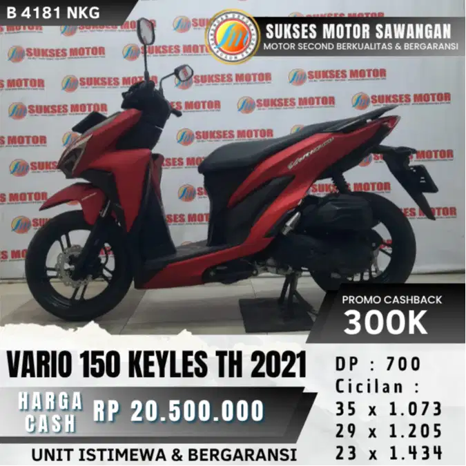 CASHBACK 300 RIBU HONDA NEW VARIO 150 KEYLES TH 2021 MERAH UNIT MULUS