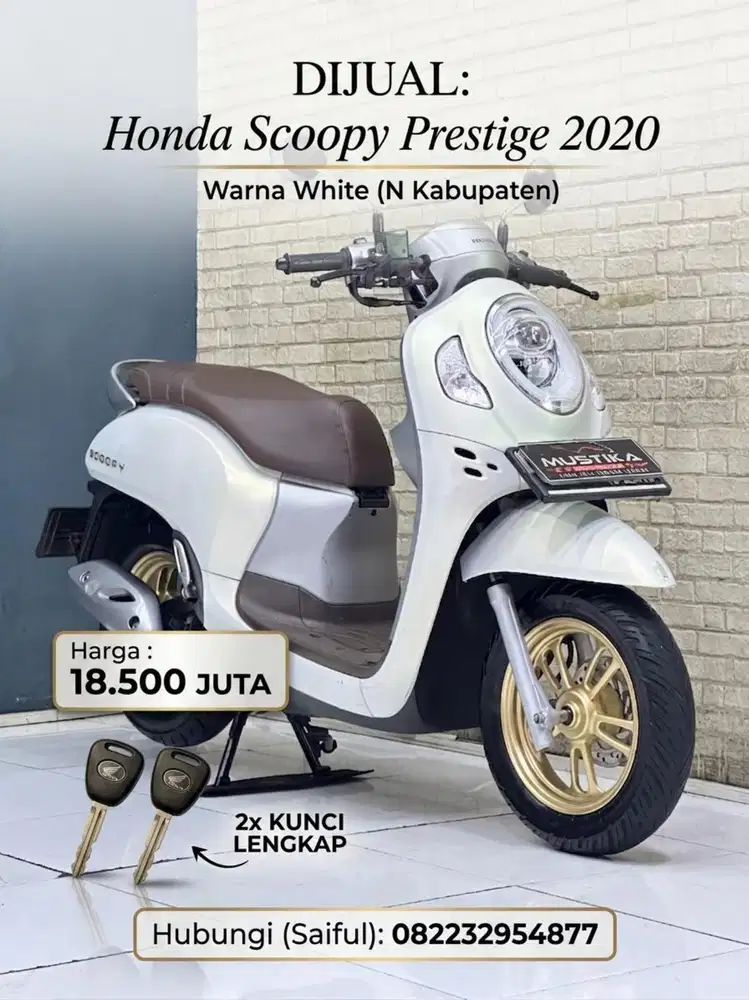 Perfect Condition!!Honda Scoopy Prestige 2020 White Mulus-Mustika