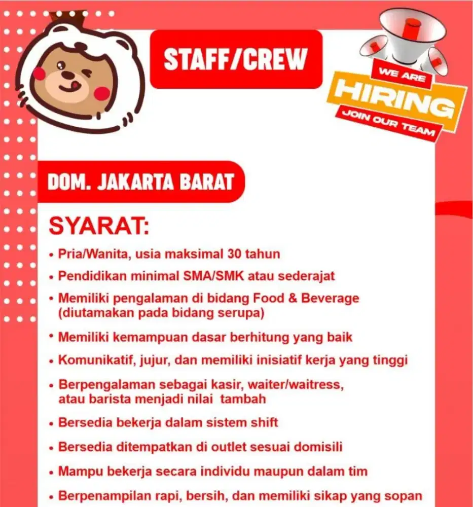Loker Barista Momoyo Taman Kota