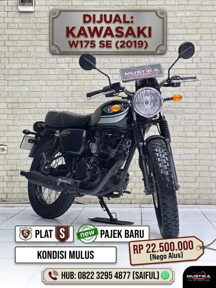 Perfect Condition!!Kawasaki W175 SE 2019 Black Plat S Mulus-Mustika