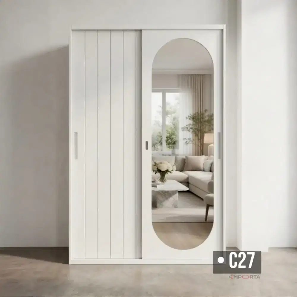 Lemari Pakaian Besi Pintu Sliding 2 Pintu Importa OKELO C27