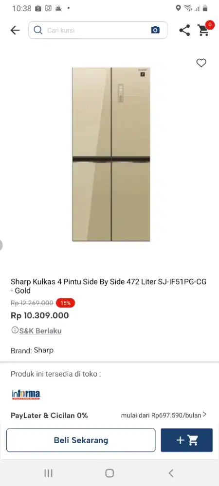 Sharp kulkas sbs 4pintu