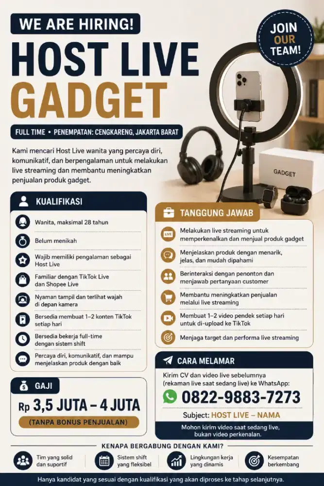‼️WE ARE HIRING – HOST LIVE GADGET ‼️