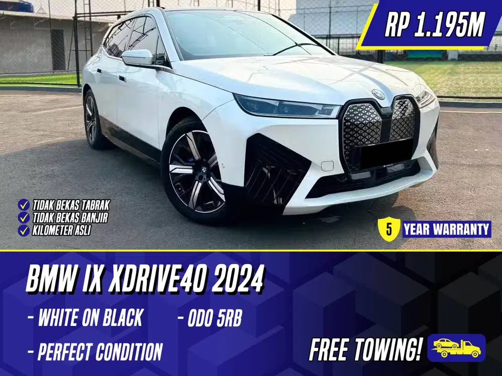 BMW iX xDrive40 2024 NIK 2023 White on Black Putih EV Electric Listrik