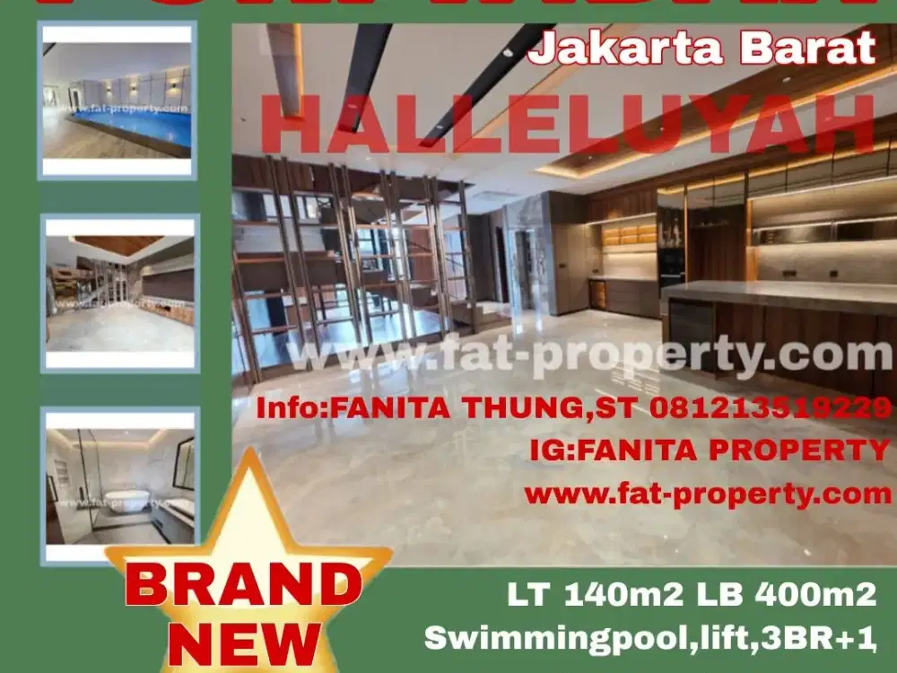 TURUN HARGA!BRAND NEW!Dijual rumah baru di Puri Indah,JakBar LT140m2 LB400m2,Utr,3BR+1,Swimmingpool