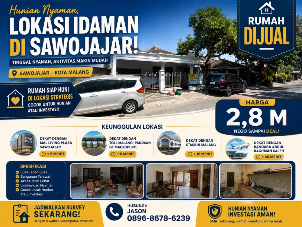 Rumah Eksklusif Sawojajar Rp2,8 M Dekat Tol