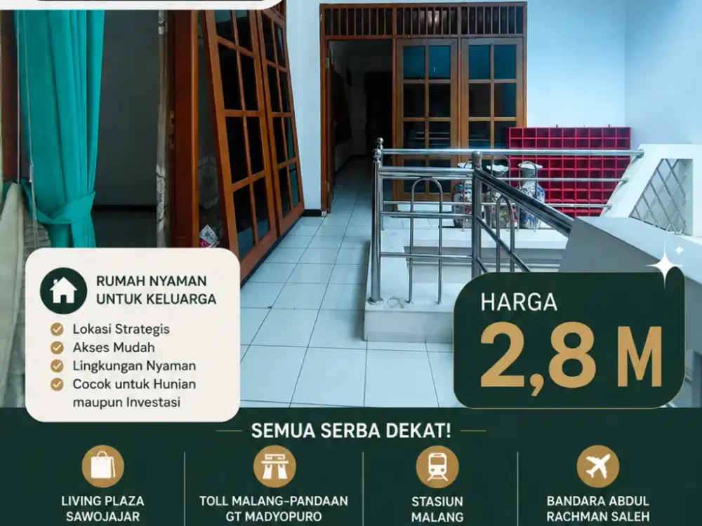 Rumah Sawojajar Desain Arsitek Dekat Tol poros jalan