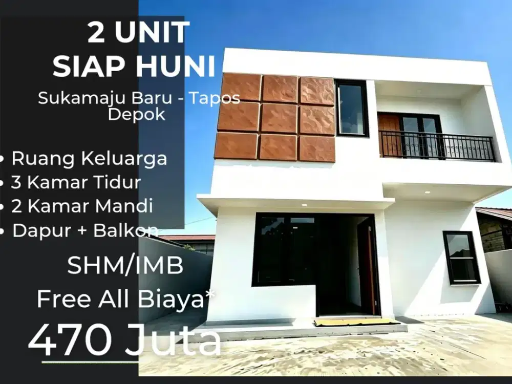 Rumah 2 Lantai New 450 Juta Siap Huni - Akses Gerbang Tol Cisalak Depok