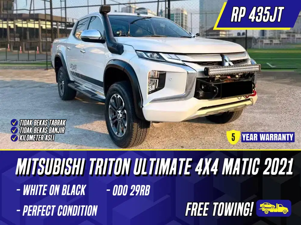 Mitsubishi Triton Ultimate 4X4 Matic 2021 White on Black Putih
