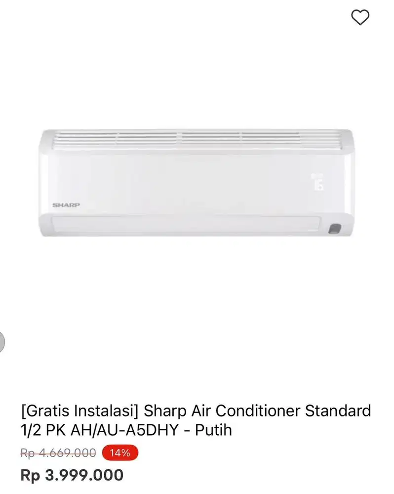 AC SHARP STANDAR 1/2pk