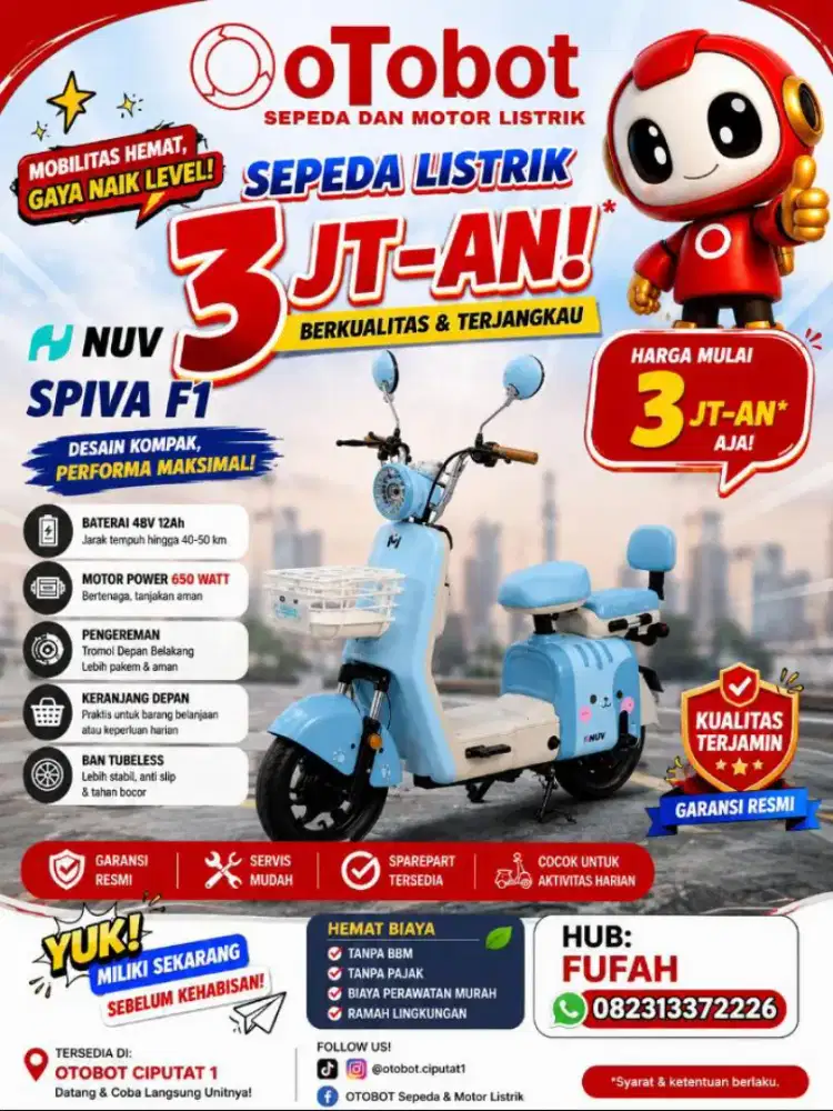 JUAL SEPEDA LISTRIK NUV SPIVA F1