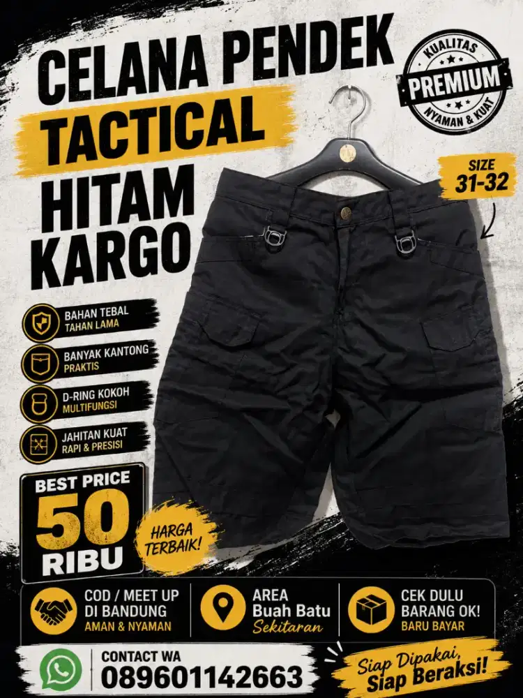 Obral Celana Hitam Kargo Size 31-32 Modis Keren Berkualitas Terbaru