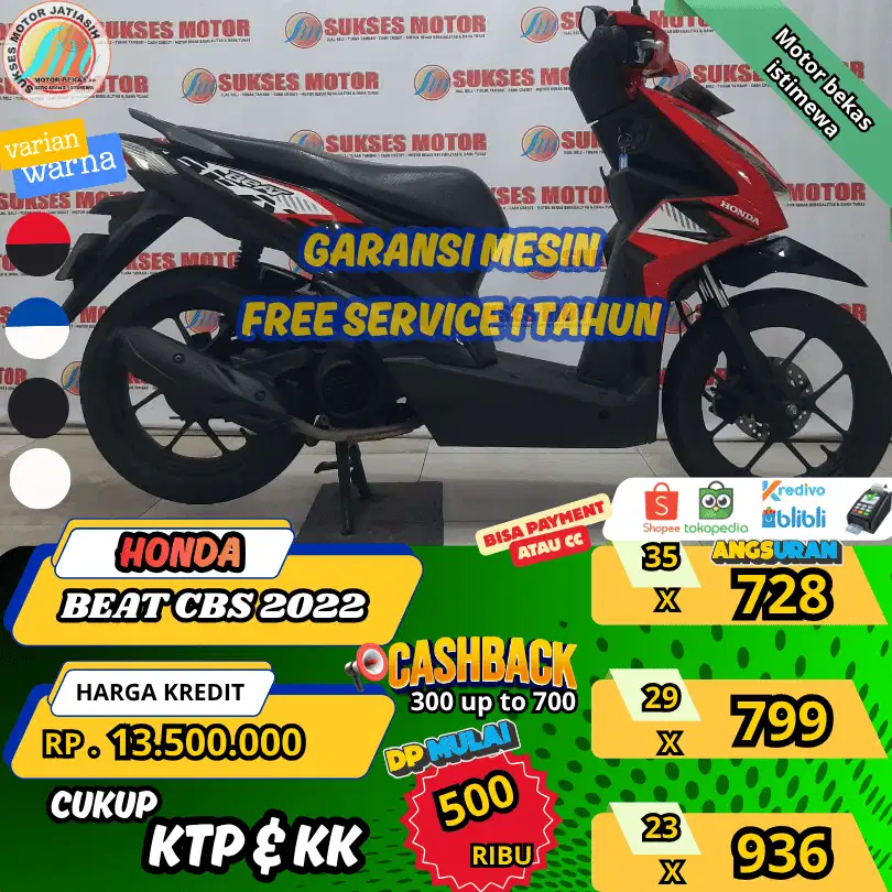 BEAT CBS 2022 PROMO BISA PAYMENT SPYLATER KREDIVO DAN CC(SUKSESMOTOR)