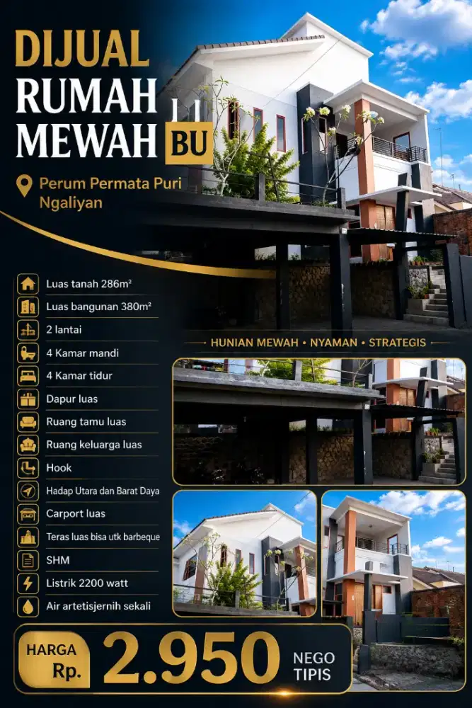 DIJUAL 2LT HOOK VIEW PERMATA PURI NGALIYAN CEPAT SEGERA