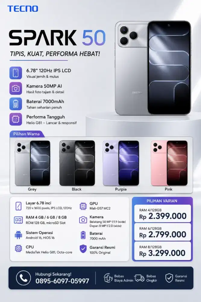 Tecno spark 50 cash, kredit dan tukar tambah