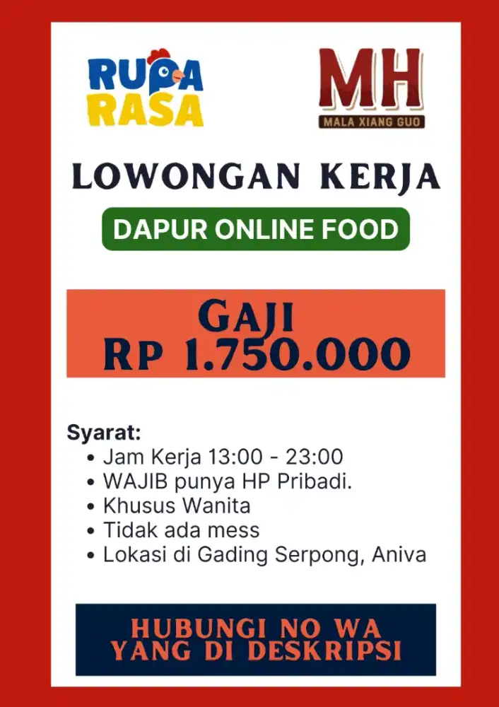 DICARI Karyawati Dapur Online Food