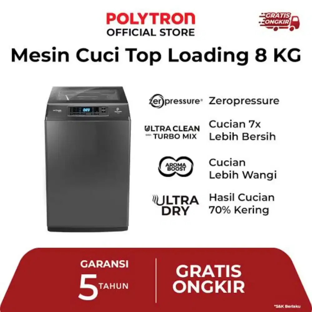 CUCI GUDANG MESIN CUCI POLYTRON 1 TABUNG PAW8028Y