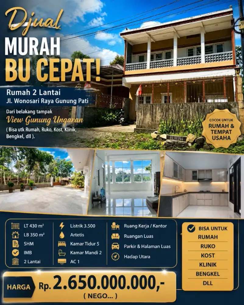 DIJUAL WONOSARI RAYA GUNUNGPATI CEPAT SEGERA