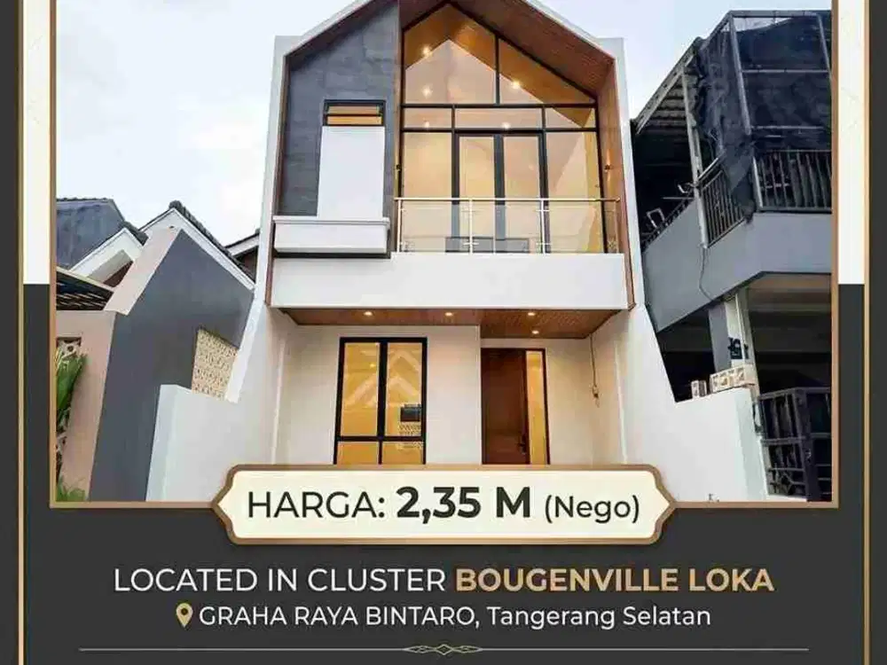 DIJUAL RUMAH CLUSTER BOUGENVILLE LOKA GRAHA RAYA BINTARO
