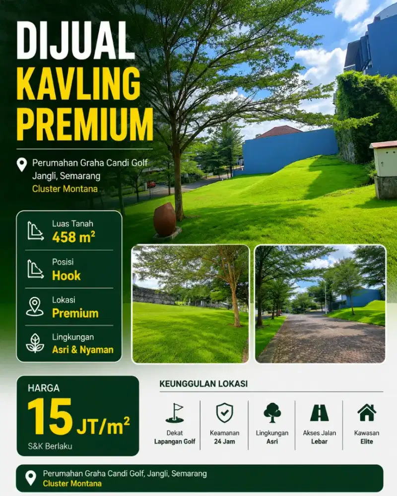 DIJUAL TANAH BARU GRAHA CANDI GOLF BSB CITY CEPAT SEGERA