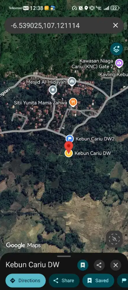 Dijual Tanah 1 Ha Cariu