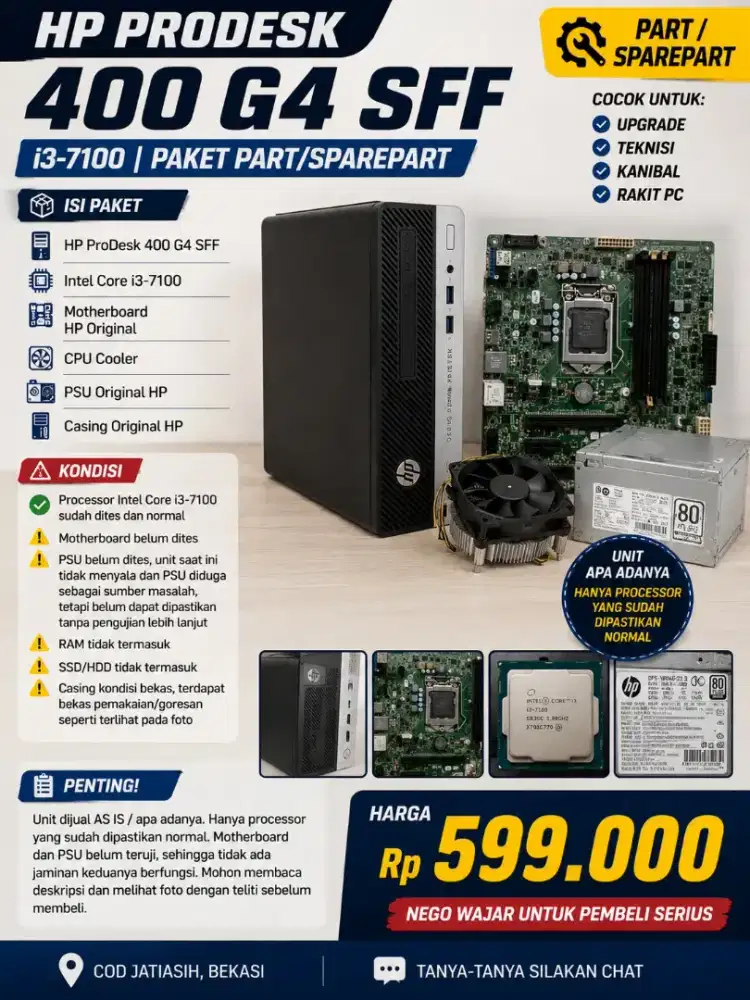 HP ProDesk 400 G4 SFF i3-7100 | Paket Part/Sparepart