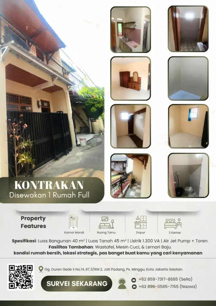 Kontrakan Praktis, Siap Huni, Dekat Transportasi Umum!