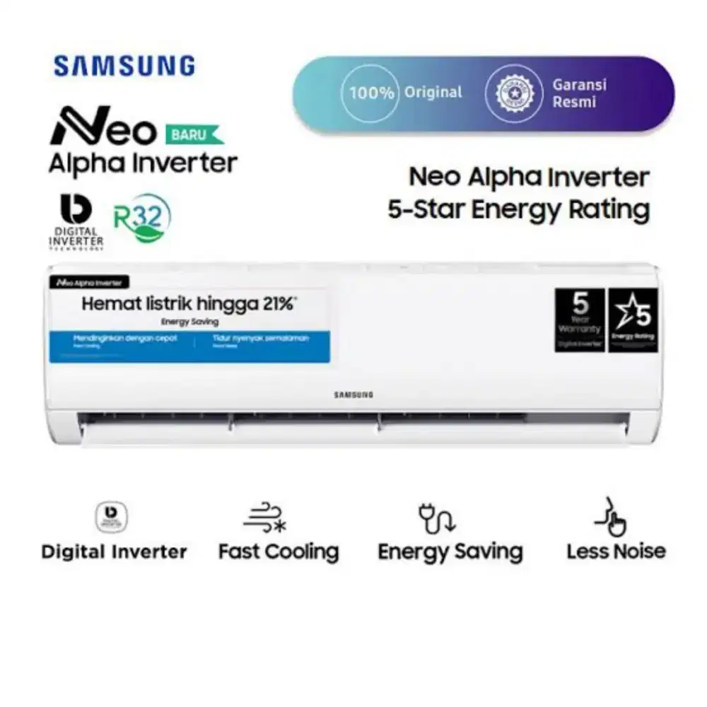 AC SAMSUNG 1/2 PK AR40F05D0AMN INVERTER TANPA PASANG