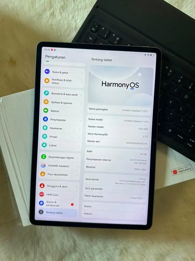 huawei matepad 11.5s 8/256gb wifi only, fullset no minus