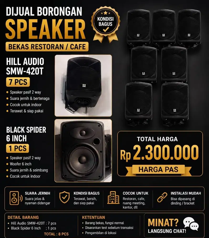 JUAL CEPAT OBRAL SPEAKER bekas Resto