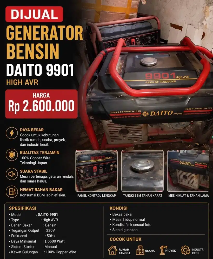 JUAL CEPAT GENSET BEKAS RESTO