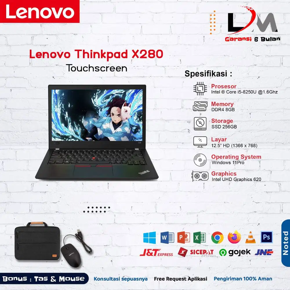Lenovo Thinkpad X280 i5 -8250U Ram 8GB Ssd 256GB 12 Inch Touch Mulus