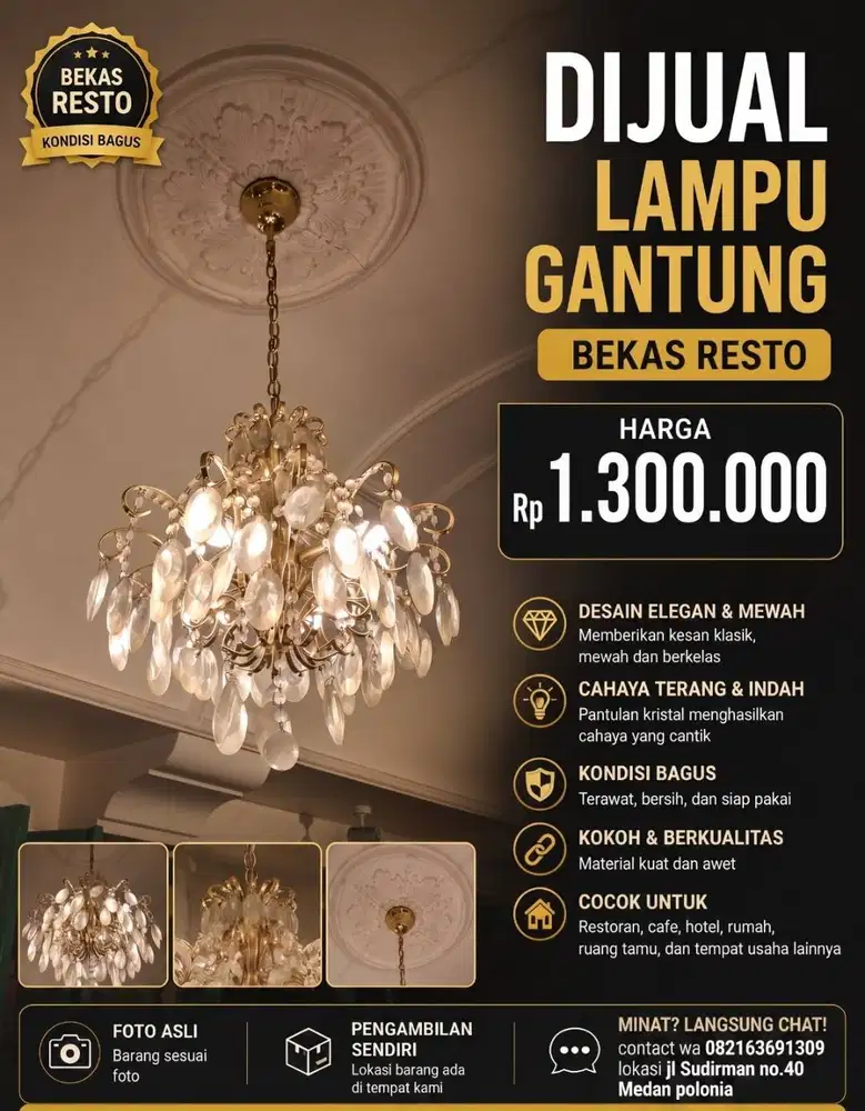 JUAL CEPAT LAMPU GANTUNG BEKAS RESTO