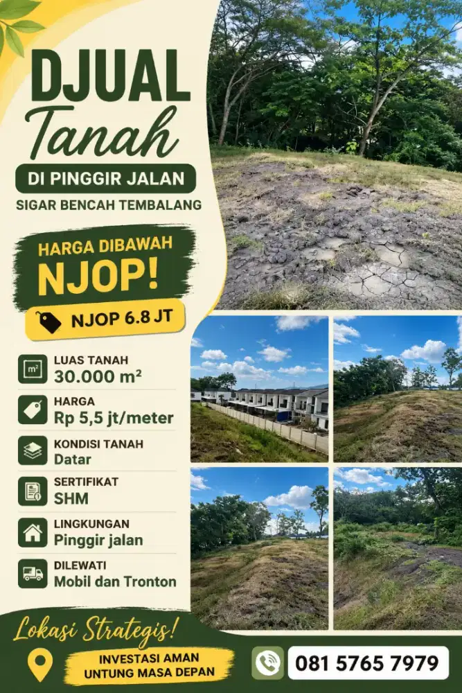 DIJUAL TANAH TEMBALANG LUAS CEPAT SEGERA UNTUNG