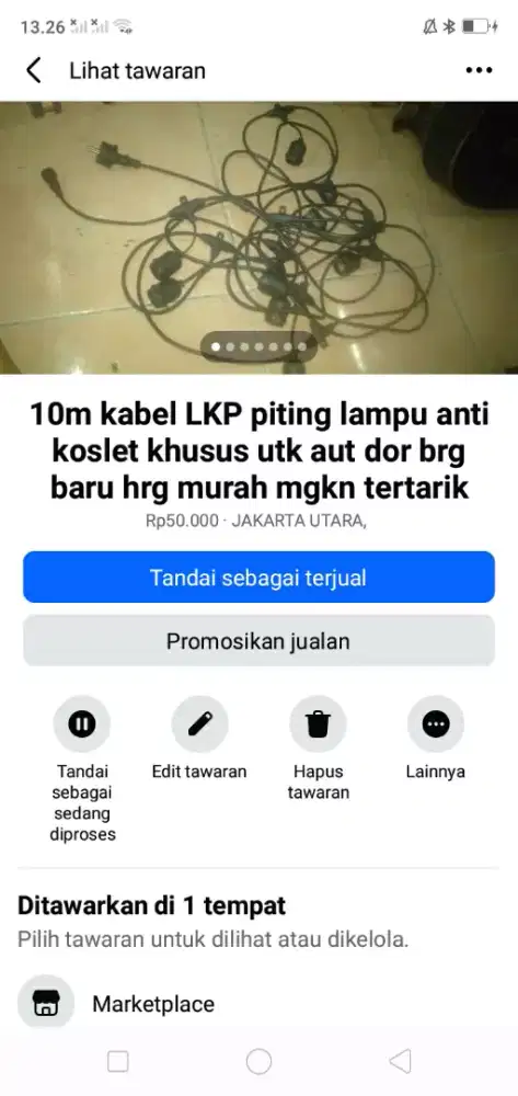 10m kabel LKP piting lampu hias anti koslet utk autdor brg baru murah