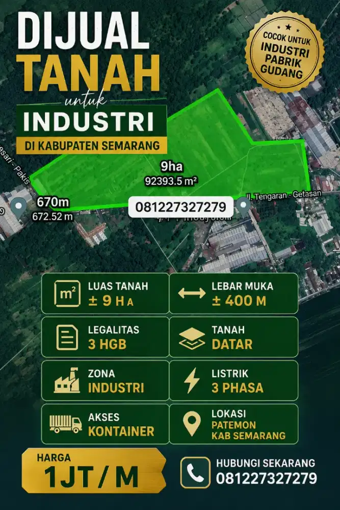 DIJUAL TANAH PATEMON KAB SMG LUAS UNTUNG CEPAT SEGERA