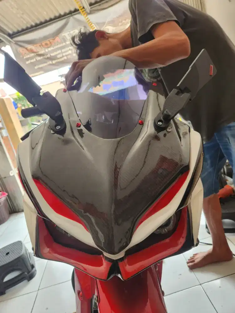 Kepala cbr 150 model cbr 250 full dengan lampu dan visor