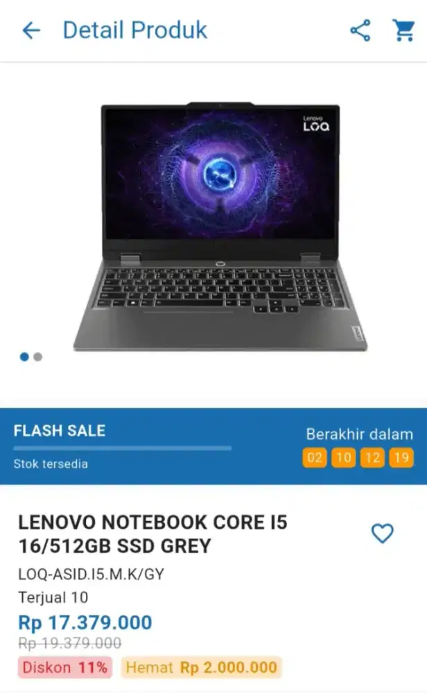 CICILAN LAPTOP LENOVO NOTEBOOK CORE I5 16/512GB SSD